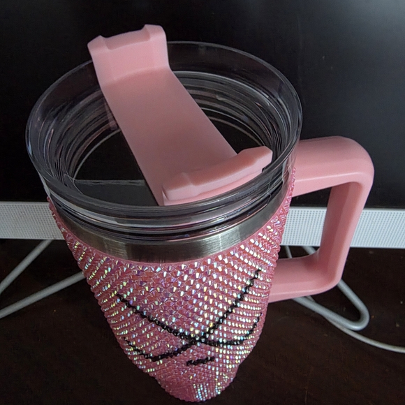 Pink Rhinestone Mug with Crossed Sticks Design - Picture 2 of 3